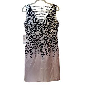 NWT Jones New York Collection Dress Size 10 Sleeveless Black White Silk Blend